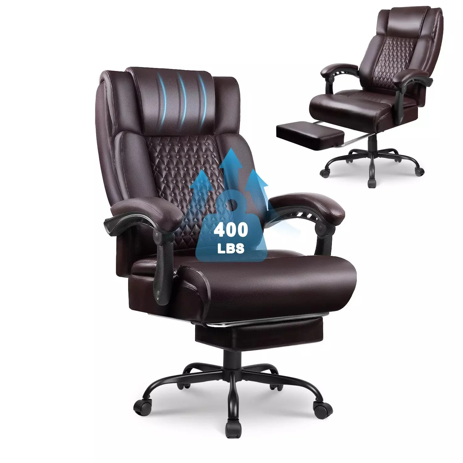 WALEAF Office Chair,Executive Heavy Duty Office Chair with Foot Rest - Image 3