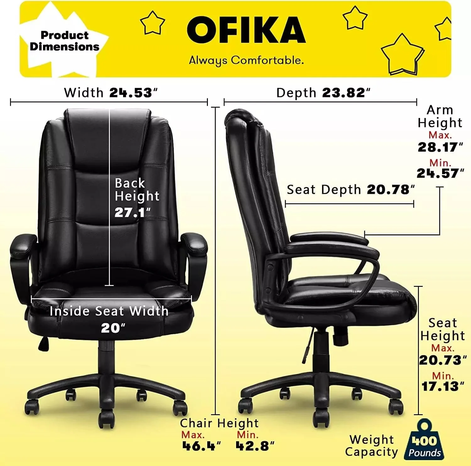 Bossin Office Desk Chair,Big and Tall Managerial Executive Chair - Image 6