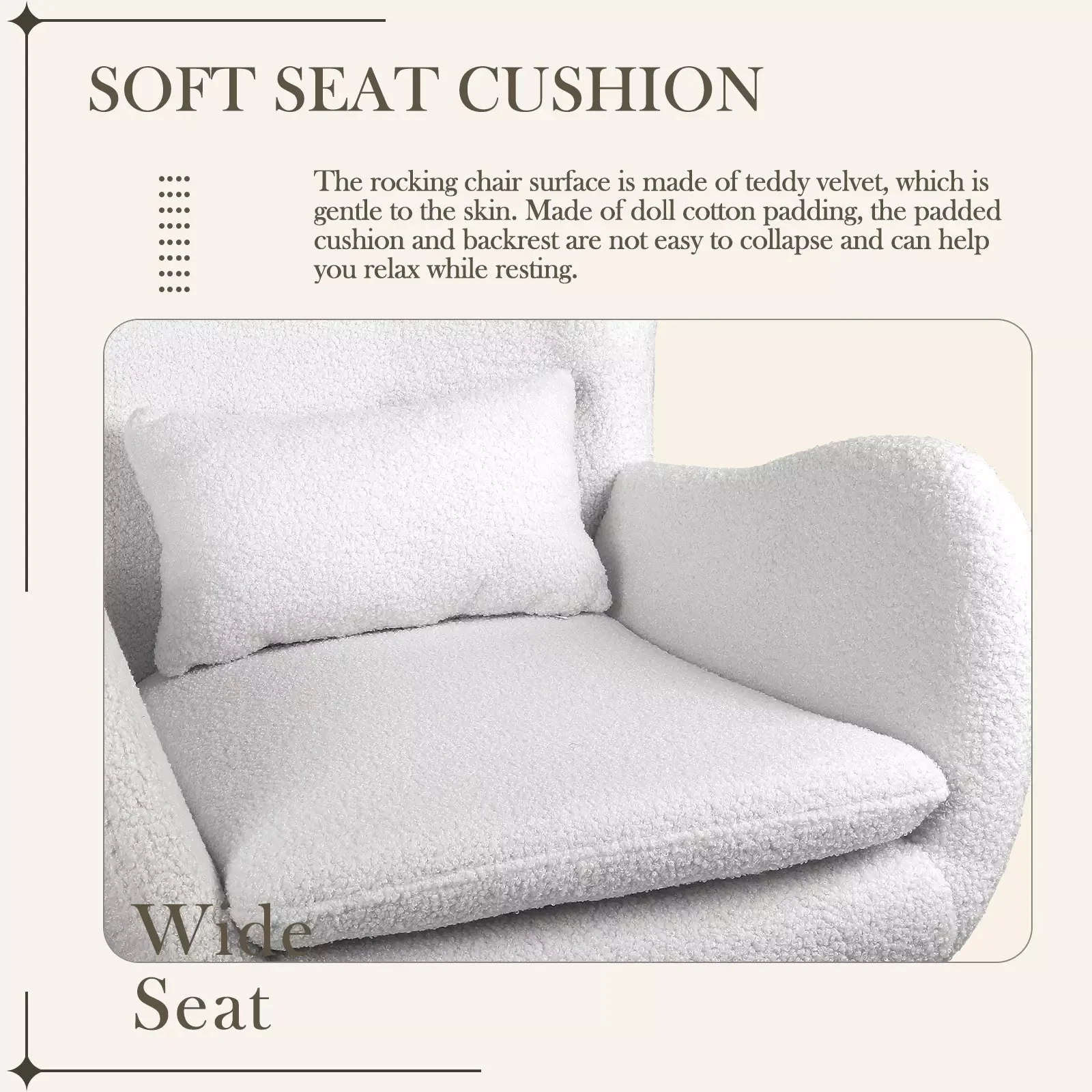 Waleaf Rocking Chair Nursery Rocker Teddy Upholstered Rocking Chair Indoor - Image 24