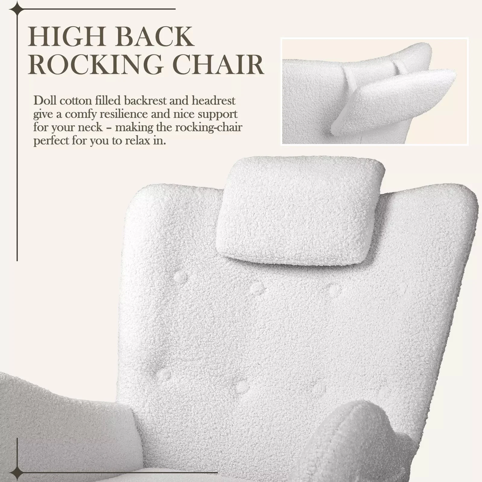 Waleaf Rocking Chair Nursery Rocker Teddy Upholstered Rocking Chair Indoor - Image 25