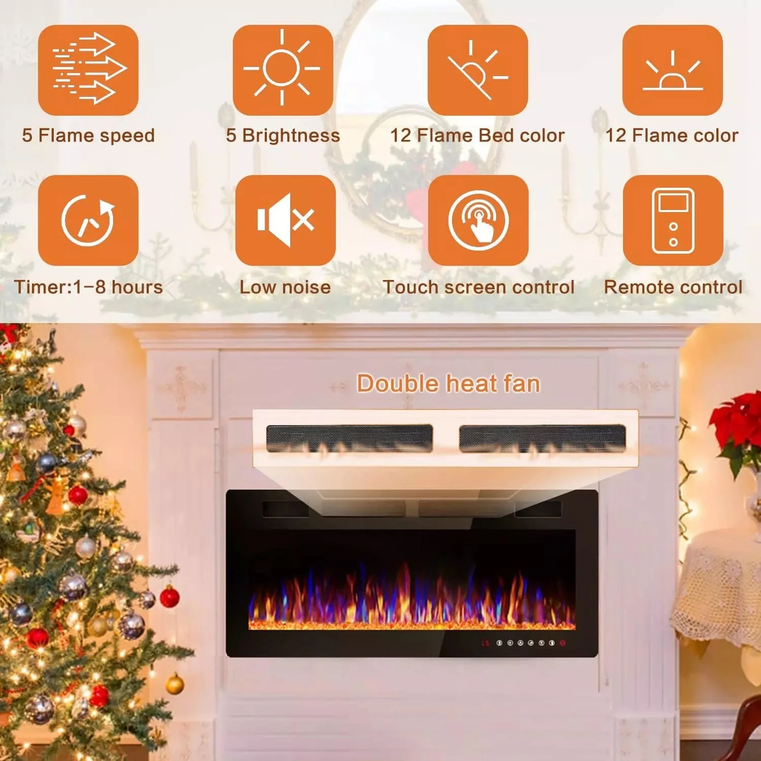 Vitesse Ultra-Thin Wall Mounted Electric Fireplace with Touch Screen and Remote - Image 40