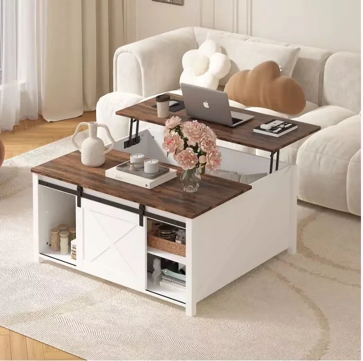 Waleaf Wooden Coffee Table, Lift Top Coffee Table with Large Hidden Storage Shelf for Living Room - Image 8