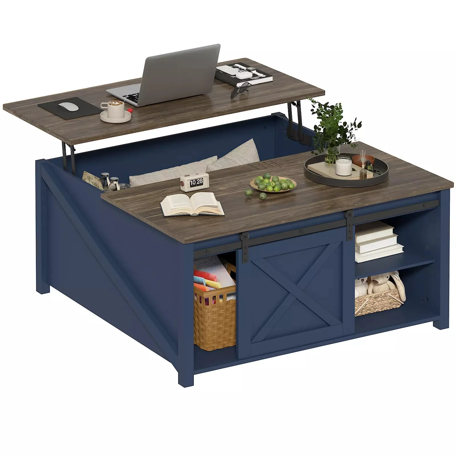 Waleaf Wooden Coffee Table, Lift Top Coffee Table with Large Hidden Storage Shelf for Living Room - Image 9